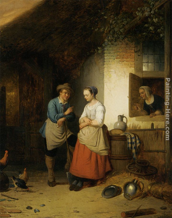 The Courtship painting - Adrien Ferdinand De Braekeleer The Courtship art painting